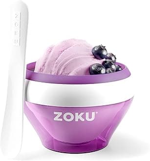 Zoku Ice Cream Maker, Compact Make and Serve Bowl with Stainless Steel Freezer Core Creates Soft Serve, Frozen Yogurt, Ice Cream and More in Minutes, BPA-free, 6 Colors, Purple