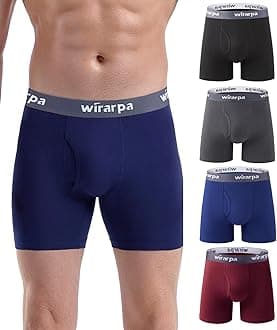Men's Boxer Briefs Cotton Stretch Underwear Open Fly Tagless Underpants Regular Leg 4 PackPack