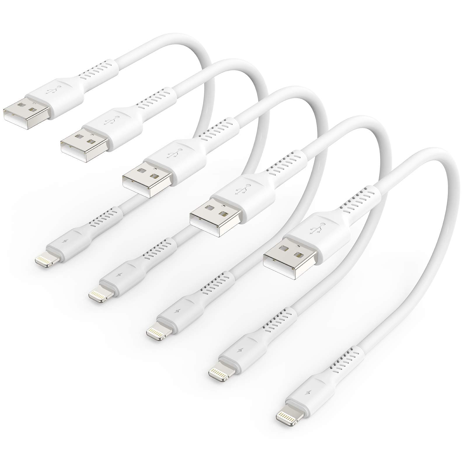 - 1ft iPhone Charge Cable Short, 5Pack USB to Lightning Cord for Fast Charging Stations 1 Foot Compatible with Apple iPhone 12 11 Pro Max Xs 8 7 6 5 Plus, iPad Air/Mini