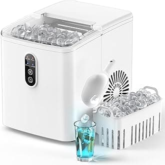 Self-Cleaning Ice Maker Machine, 9 Cubes in 6-8 Mins, 26.5lbs/Day, Compact Portable for Home/Office/Travel