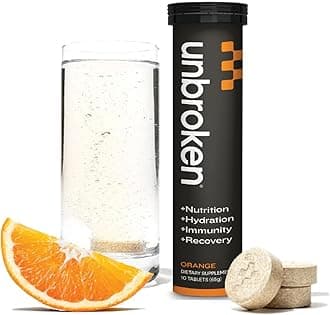 UNBROKEN 9EAA/BCAA Recovery Tablets (60% Free-Form/40% Di- & Tri-Peptides), Amino Acids Supplement for Faster Recovery & Less Muscle Soreness, Post & Pre-Workout for Men & Women,10 Serv. Orange.