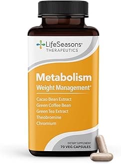Metabolism - Weight Control Support & Energy Boosting Supplement - Natural Appetite Suppressant - Curbs Cravings - Green Tea, Coffee Bean, Chromium, Cacao & Theobromine - 70 Capsules