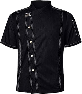 Polo Shirts for Men Chef Shirts for Men Women, Unisex Chef Coat Short Sleeves Solid Chef Jacket Hotel Restaurant Work Shirt Uniform Black