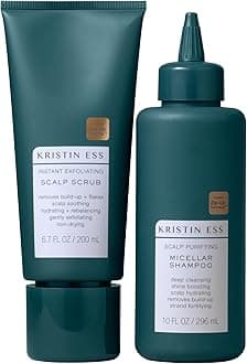 Kristin EssHair Vegan Scalp Treatment Set for Build Up, Dandruff + Detox - Exfoliating Scalp Scrub + Micellar Water Hair Shampoo - Gentle Cleansing + Moisturizing Dry Itchy Scalp + Hair