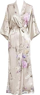 Women's Satin Kimono Robe Long - Floral