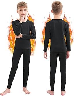 HEROBIKER Kids Ultra Soft Lined Thermal Underwear Boys Long Johns Top Bottom Set 2pcs Winter Skiing Warm