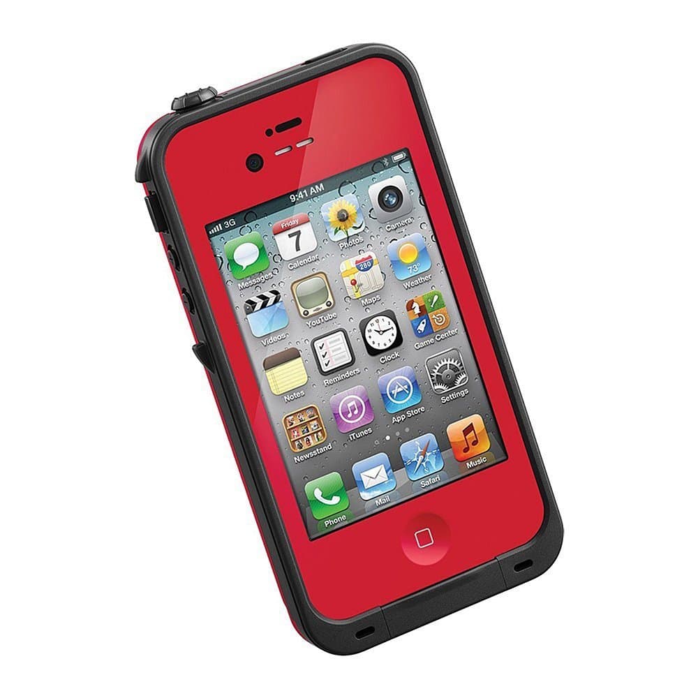 Case for iPhone 4/4s, New Waterproof Shockproof Dirtproof Snowproof Protection Case Cover for Iphone 4 4S + 1PCS 3FT White Date Cable – Red