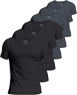 ComfneatMen's Undershirt 100% Cotton Short Sleeve T-Shirt with V-Neck (Pack of 4/6)