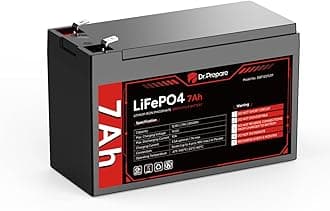DR.PREPARE 12V 7Ah LiFePO4 Battery, Lithium Batteries 12v with 7A BMS, 4000+ Deep Cycle Lithium Iron Phosphate Rechargeable Battery for Fish Finder, Lighting, Alarm System