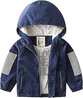 Toddler Boys Windbreaker Casual Outerwear Kids Lightweight Zip Hooded Jacket Baby Cute Dust Coat