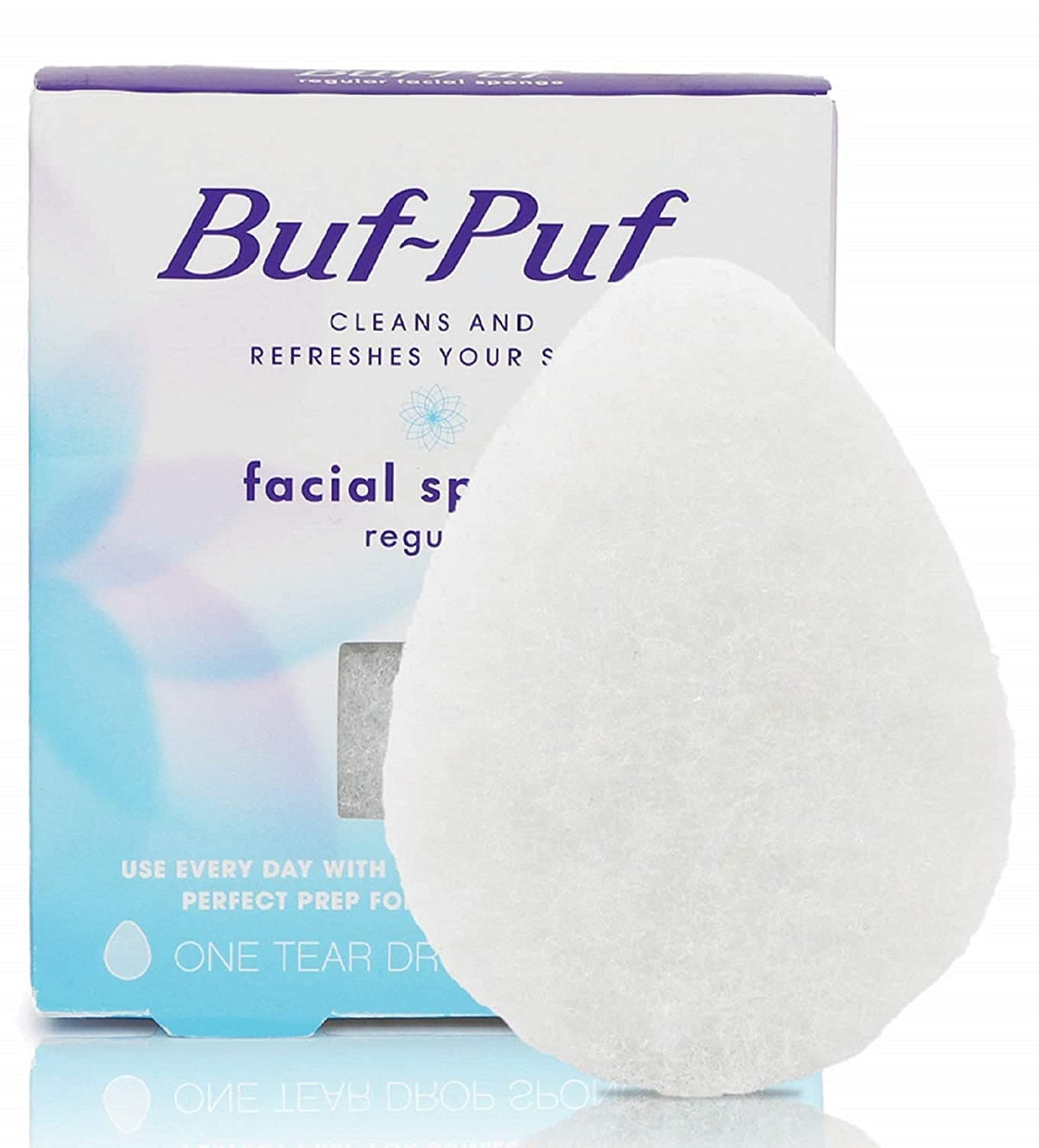 Buf-Puf Facial Sponge, Dermatologist Developed, Removes Deep Down Dirt & Makeup That Causes Breakouts and Blackheads, Reusable, Exfoliating, White, 1 Count
