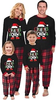 Cysincos Family Matching Christmas Pajamas Set Xmas Pjs Set Soft Long Sleeve Holiday Sleepwear Outfits for Women Men Couples