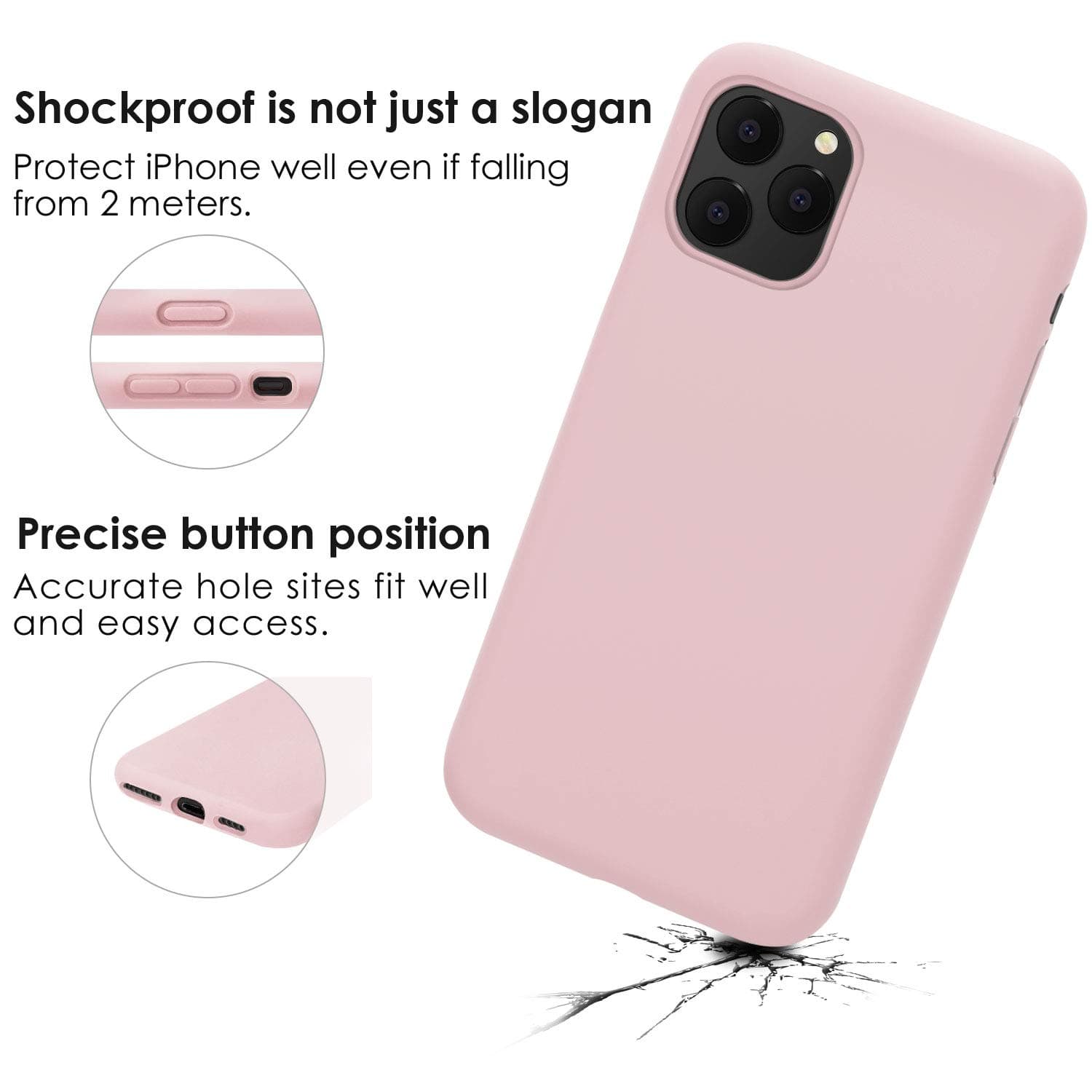JASBON iPhone 11 Pro Max Case,Silicone Shockproof Phone Case Gel Rubber Drop Protection 6.5 inch Cover for iPhone 11 Pro Max 2019-Sand Pink