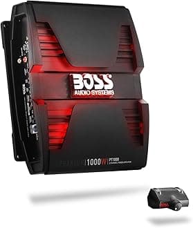 BOSS AUDIO PT1000 Phantom 1000-Watt Full Range, Class A/B 2-8 Ohm Stable 2 Channel Amplifier with Remote Subwoofer Level Control