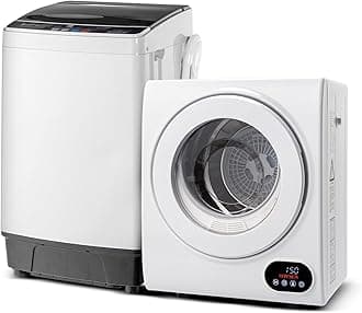 ROVSUN 17.6LBS Full Automatic Washing Machine and 1.5CuFt Portable Clothes Dryer Set, Compact Laundry Washer and Dryer Combo Set with Stainless Steel Inner Tub, for Apartment, Dorms, Home