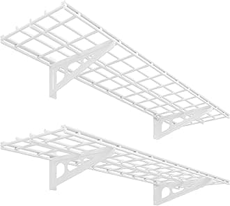FLEXIMOUNTS 2-Pack 1x4ft 12-inch-by-48-inch Wall Shelf Garage Storage Rack Wall Mounted Floating Shelves, 450 lbs Load Capacity, White