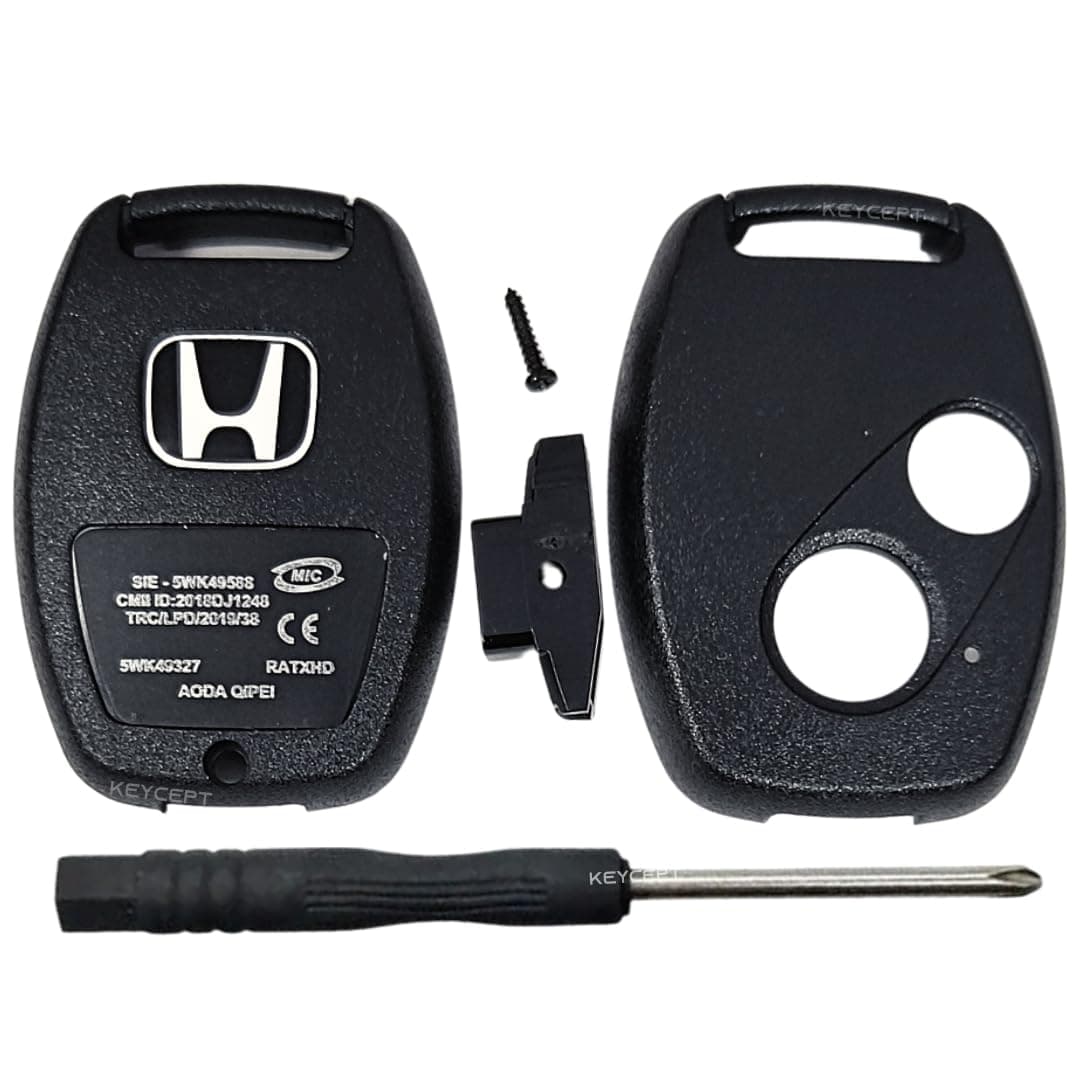 KEYCEPT 2 Button Key Shell for Honda Amaze, BRV, CRV, Accord, City, Civic, Brio, Jazz, IV-Tec and Other Models - Durable Key housing/Body/case Replacement (Keyshell)