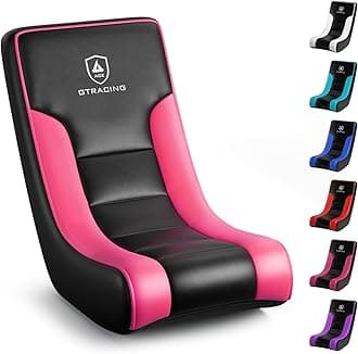GTRACING Floor Rocking Gaming Chair – Floor Rolling Game Chairs with Angle Limiter, Gamer Rocker Floor Seat, Compact & Lightweight, Black & Pink