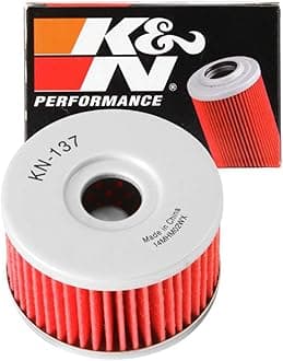 Motorcycle Oil Filter: High Performance, Premium, Designed to be used with Synthetic or Conventional Oils: Fits Select Suzuki Vehicles, KN-137