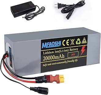 Ebike Battery Pack, 36V 20Ah Lithium Battery Unit with 2Ah Charger, BMS Protection for 350W-1500W Motors, Electric Bicycle, Ebike and Scooter