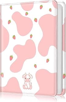 FintiePhoto Album 4x6 Photos - 112 Pockets Vegan Leather Cover Memory Album Photo Book, Photo Albums for Brithday Family Anniversary Vacation Pictures, Strawberry Cow