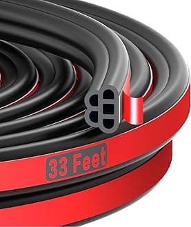 Universal Car Door Rubber Seal Strip Self Adhesive Automotive Door Soundproofing Weather Stripping Double Layer 5-Hole Auto Weatherstrip fit Truck Pickup RVs (32.8 Feet Long)