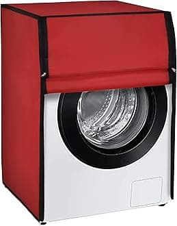 Amazon Brand - Umi. Front Load Washing Machine Cover Suitable for LG 8.5 kg, 9 kg, 9.5 kg, 10 kg, 10.5 kg, 11 kg, 11.5 kg, 12 kg (Red, 72cms X 63cms X 81cms)