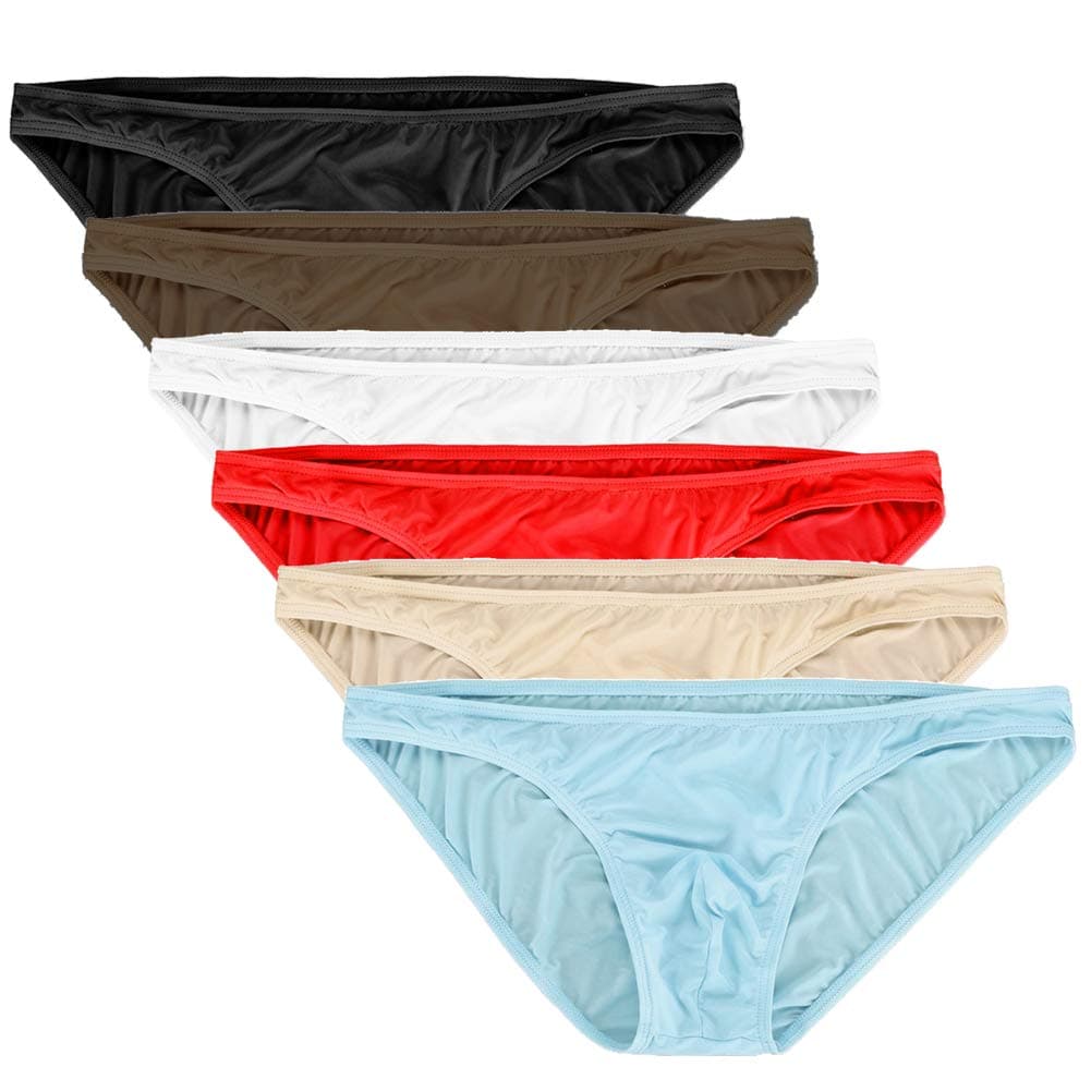 Mens Basic Bikini Briefs Pack Low Rise Ice Silk Underwear