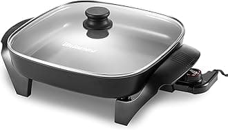 Elite Gourmet EG2212 12"x12"x2.15” Healthy Ceramic Coated Electric Skillet, Dishwasher Safe, Rapid Heat Up, 1200W, Dark Grey