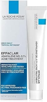 Effaclar Adapalene Gel 0.1% Acne Treatment, Retinoid Cream, Acne Medication Gel for Blackheads & Whiteheads, Oil Free, Helps Clear and Prevent Blemishes & Clogged Pores