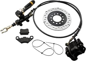 Hydraulic Rear Disc Brake Caliper System Pads Disk Rotor For 150cc 200cc 250cc Dirt Bike Quad ATV Gokart Go Kart Dune Buggy (BLACK)