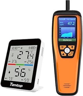 Temtop Air Quality Monitor and Thermometer Bundle: M2000C 2nd for CO2, PM2.5, PM10 & T1 Thermometer