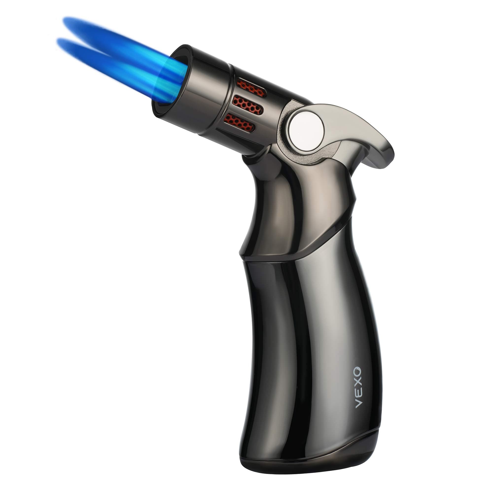 VEXO Mini4 Torch Quad 4 Jet Flame Windproof Butane Refill Portable Lighter for Grill BBQ Candle Camping, Cool Lighter Gift Idea (Black)