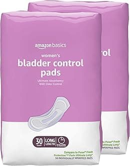 Incontinence Pads for Women, Long, Bladder Control, Postpartum, Ultimate Absorbency, Unscented, with Odor Control, 60 Count (2 Packs of 30)