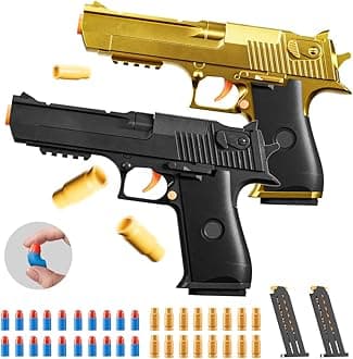 2Pack M1911 EVA Soft Foam Ejection Toy Blaster, Shooting with Foam Darts, Shooting Games, Backyard Fun and Outdoor Games, Education Toy Model for Boys Girls Halloween Christmas Ages 8+ (Black+Gold)