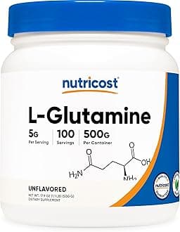 L-Glutamine Powder (500 Grams) Unflavored - Gluten Free & Non-GMO, 100 Servings