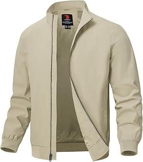 TBMPOY Men's Light Jackets Waterproof Bomber Work Jacket Causal Windbreaker Full Zip Golf Dress Outwear Coats