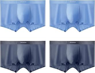 Mens Ice Silk Underwear 4-Pack Boxer Briefs Ice Sikn Comfortable Soft Underpants Underwear With Gift Box