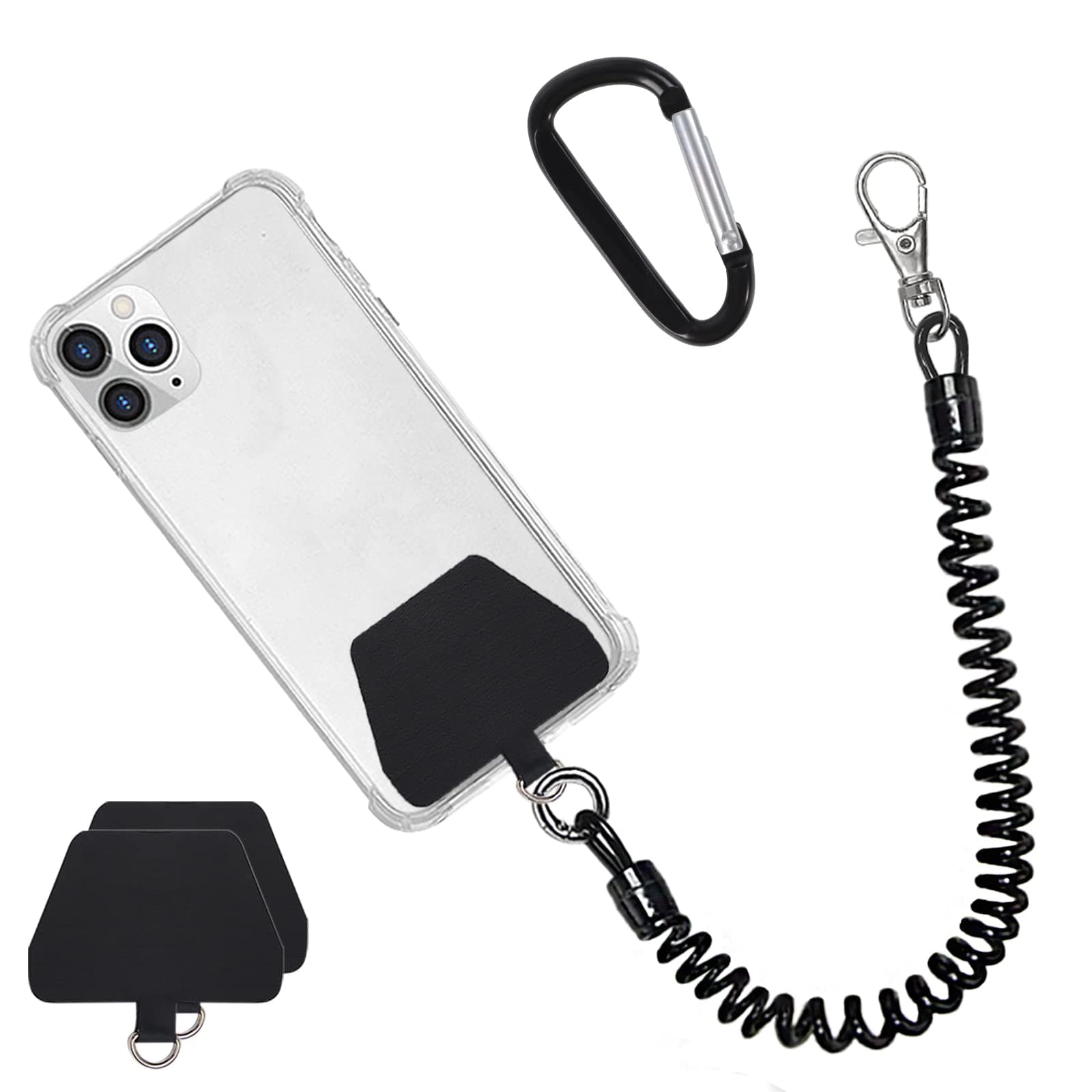 Phone Lanyard Tether with Patch, Universal Stretchy Lasso Straps and Phone Case Anchor for Anti-drop Outdoor Hiking Cycling Climbing Compatible with iPhone Samsung Pixel Most Smartphones