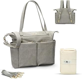 miss fong Diaper Bag Tote Baby Bag Leather Diaper Bag Backpack Large Diaper Tote Bag for girls & boys Diaper Bag Purse with 11 Diaper Bag Organizer,Changing Pad, Stroller Straps,4 Insulated Pockets