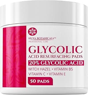 20% Glycolic Acid Pads (50 Pads) - Exfoliating Pads for Face Chemical Peel for Face at Home - Glycolic Acid Peel Exfoliating Face Pads - Acne Pads Facial Peel Face Exfoliating Pads with Vitamin C