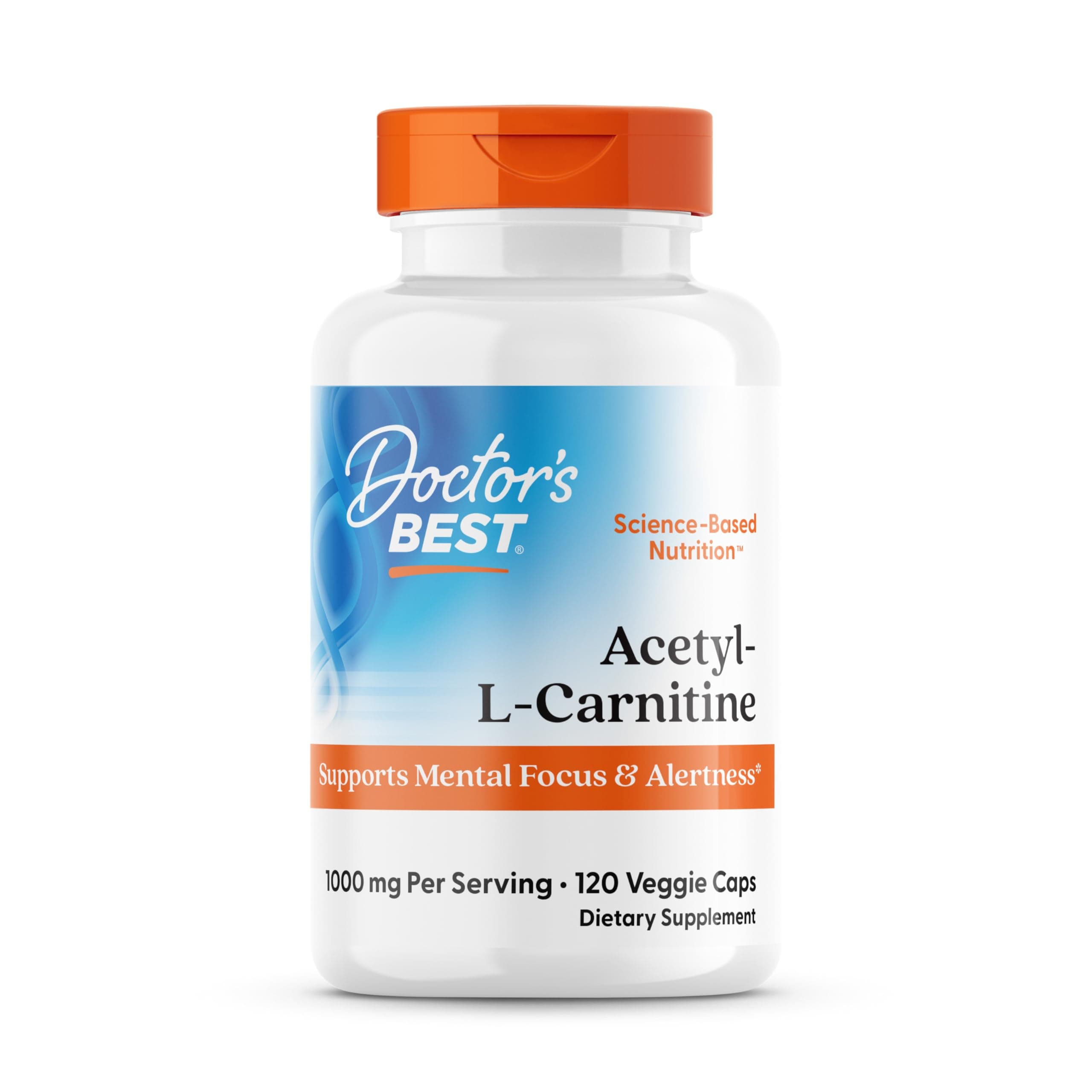 Doctor's Best Acetyl L-Carnitine, Help Boost Energy Production, Support Memory/Focus, Mood, Non-GMO, Vegan, Gluten Free, 120 Count (Pack of 1) (DRB-00152)