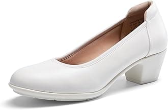 DREAM PAIRS Women's Low Chunky Heels Comfortable Block Work Pumps Closed Round Toe Dress Shoes for Office Business