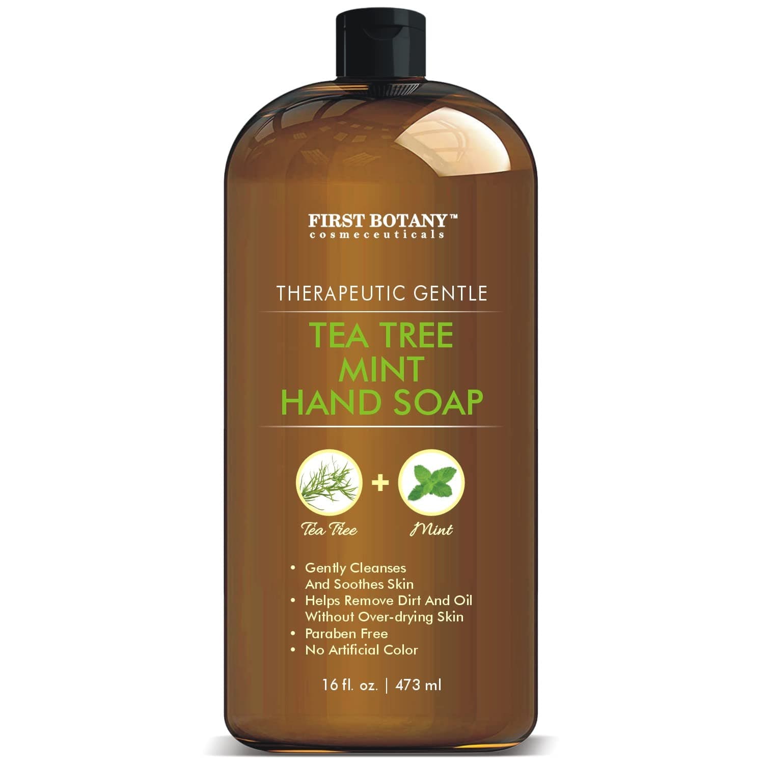 Tea Tree Mint Hand Soap - Liquid Hand Soap with Peppermint, Jojoba & Coconut Oil Multipurpose Liquid Soap Natural Bathroom Soap & Liquid hand wash - 16 oz