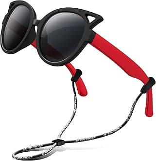 Kids Sunglasses for Girls Boys with Strap Polarized UV Protection Flexible Rubber Shades RBK002