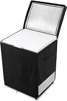 Deep Freezer Covers for Outside,Heavy Duty 600D Durable Chest Freezer Cover Waterproof,Outdoor Freezer Covers for Outside 3.5 Cubic Feet Chest Freezer,Top with Zipper to Open(23"W x 23"D x 34"H,Black)
