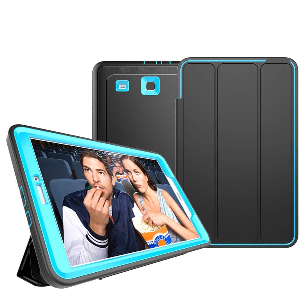 Samsung Galaxy Tab E 9.6 Case - Full Body Protection Heavy Duty Shockproof Armor Hard PC+Silicone Hybrid High Impact Resistant Defender Cover with Screen Protector