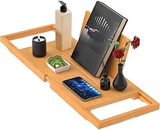 Yirilan Premium Bathtub Tray Caddy - Expandable Bath Tray - Unique House Warming Gifts, New Home, Anniversary & Wedding Gifts for Couple, Bridal Shower Gift for Women