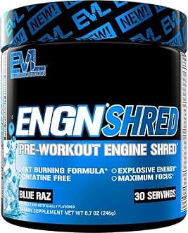 Nutrition ENGN Shred Pre Workout Thermogenic Fat Burner Powder, Energy, Weight Loss, 30 Servings (Blue Raz)