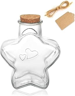 WHJY 29oz Star Shaped Jar with Cork Lid Glass Star Jar for Home Decor Glass P...